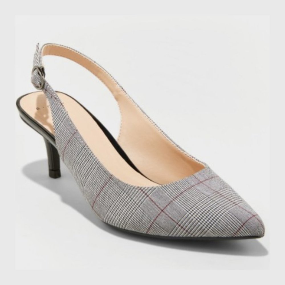 A New Day - Women's Naoma Plaid Kitten Slingback Heeled Pumps